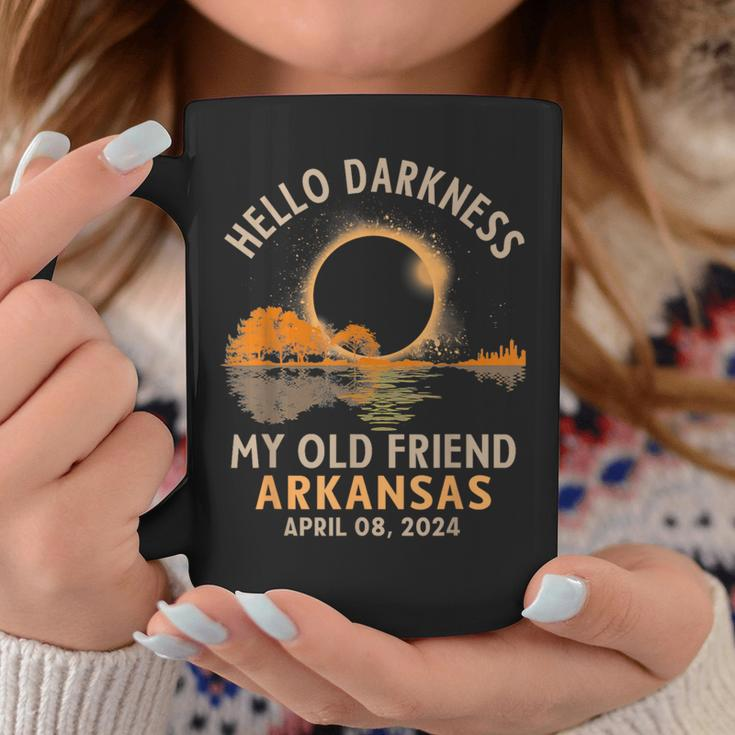 Hello Darkness My Old Friend Total Eclipse 2024 Arkansas Coffee Mug Funny Gifts