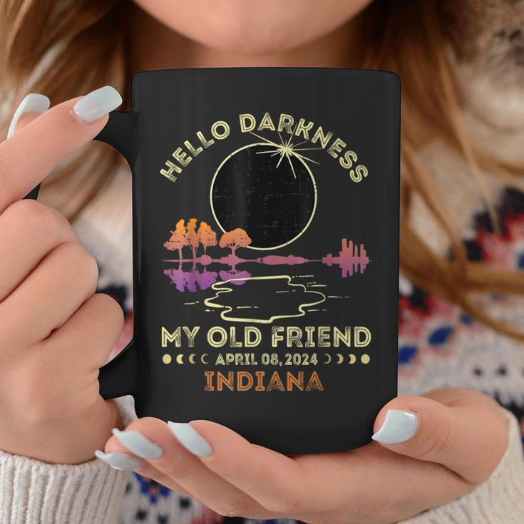 Hello Darkness My Old Friend Total Eclipse 2024 Indiana Coffee Mug Funny Gifts