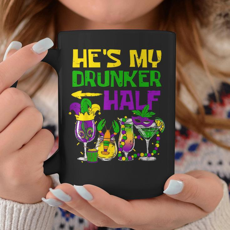 He's My Drunker Half Mardi Gras Matching Couple Boyfriend Coffee Mug Personalized Gifts