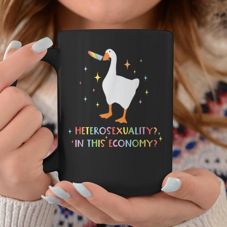 Heterosexuality In This Economy Lgbt Pride Goose Rainbow Coffee Mug Unique Gifts