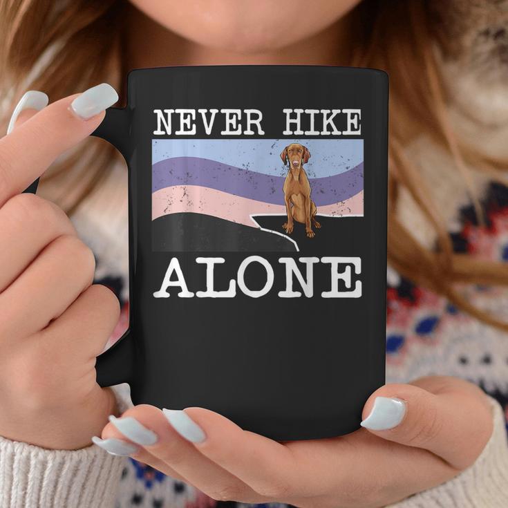 Never Hike Alone Vizsla Dog Hiking Coffee Mug Unique Gifts