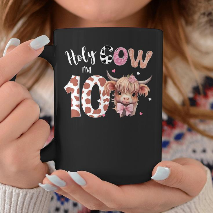Holy Cow I'm 10 Highland Cow Print 10Th Birthday Girl Coffee Mug Unique Gifts