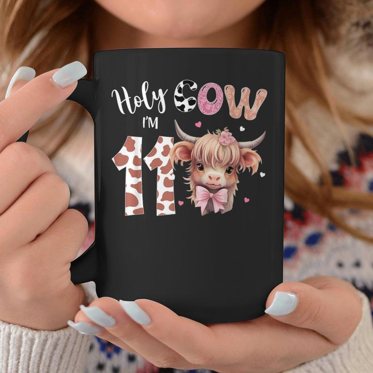 Holy Cow I'm 11 Highland Cow Print 11Th Birthday Girl Coffee Mug Unique Gifts