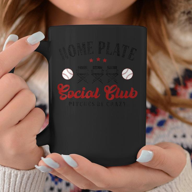 Home Plate Social Club Pitches Be Crazy Baseball Mom Womens Coffee Mug Funny Gifts