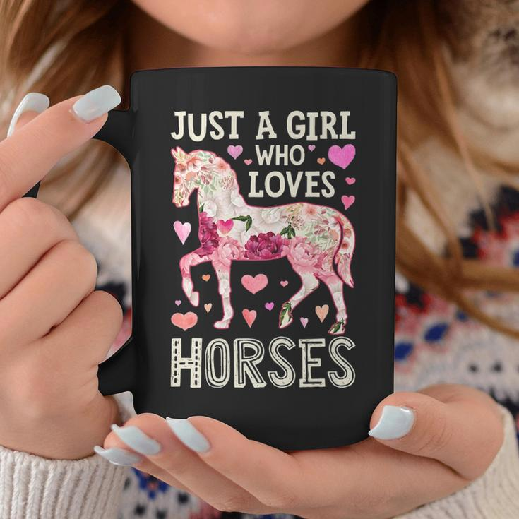Horse Just A Girl Who Loves Horseback Riding Farm Flower Coffee Mug Unique Gifts