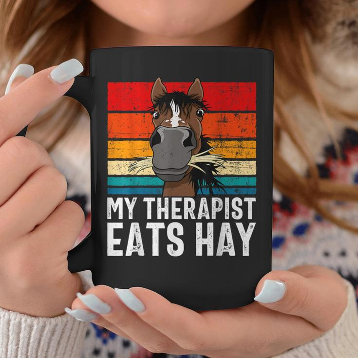 Horse Lover Equestrian Therapist Eats Hay Horse Coffee Mug Funny Gifts