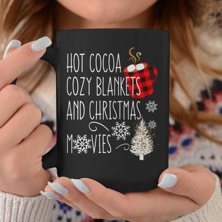 Hot Cocoa Cozy Blankets And Christmas Movie Buffalo Plaid Coffee Mug Unique Gifts
