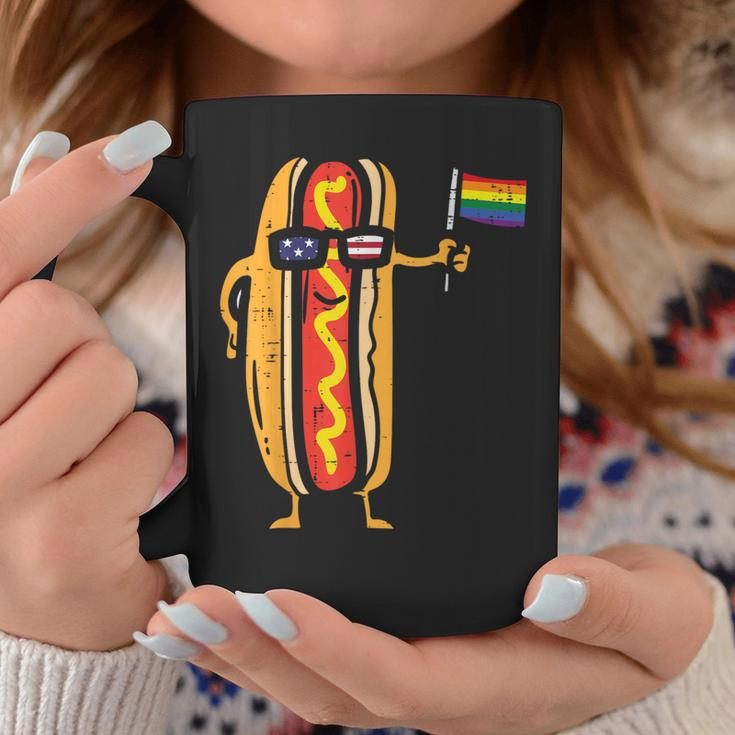 Hotdog Us Flag Sunglasses Rainbow Flag Gay Pride Lgbtq Food Coffee Mug Unique Gifts