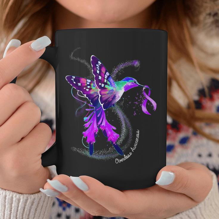 Hummingbird Holding Purple Ribbon Overdose Awareness Coffee Mug Unique Gifts