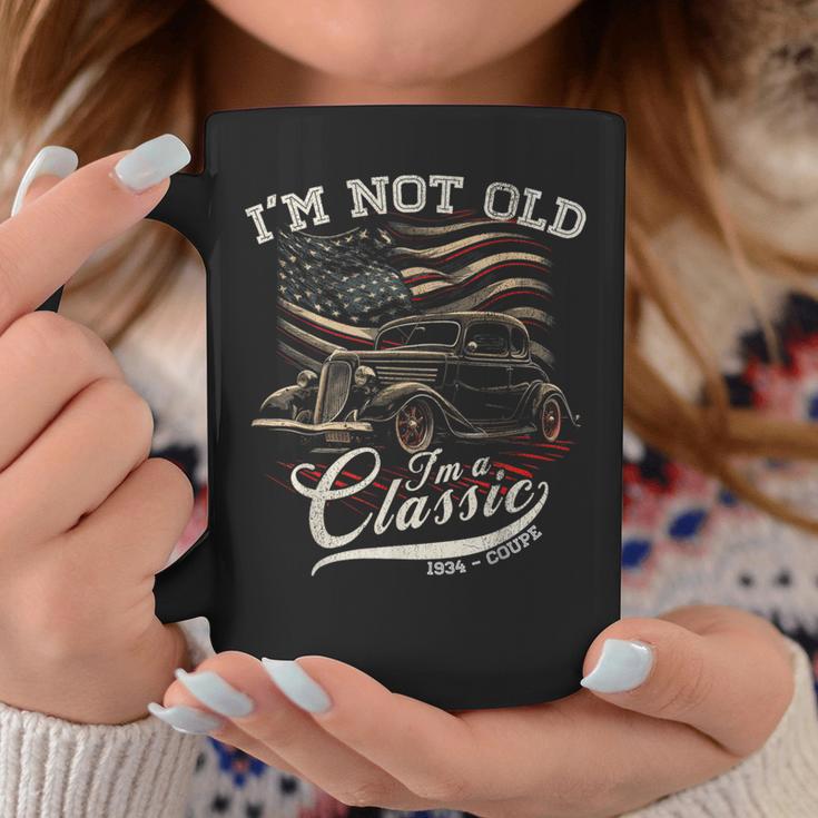 I'm Not Old I'm Classic Vintage 1934 Coupe Car American Flag Coffee Mug Unique Gifts