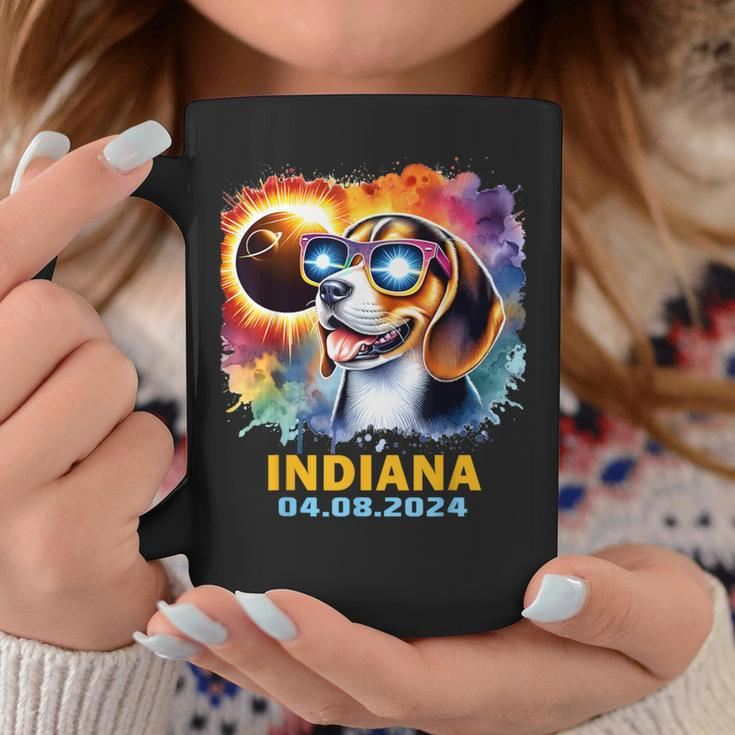 Indiana Total Solar Eclipse 2024 Beagle Dog Colorful Coffee Mug Unique Gifts