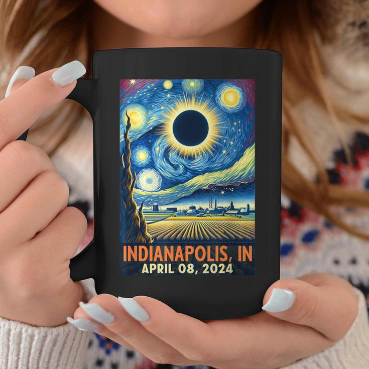 Indianapolis Indiana Total Solar Eclipse 2024 Starry Night Coffee Mug Unique Gifts