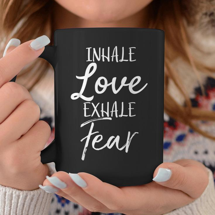 Inhale Love Exhale Fear Vintage Bold Christian Coffee Mug Unique Gifts