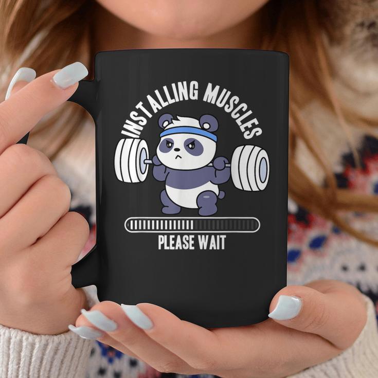 Installing Muscles Please Wait Panda Weight Lifting Barbell Coffee Mug Unique Gifts