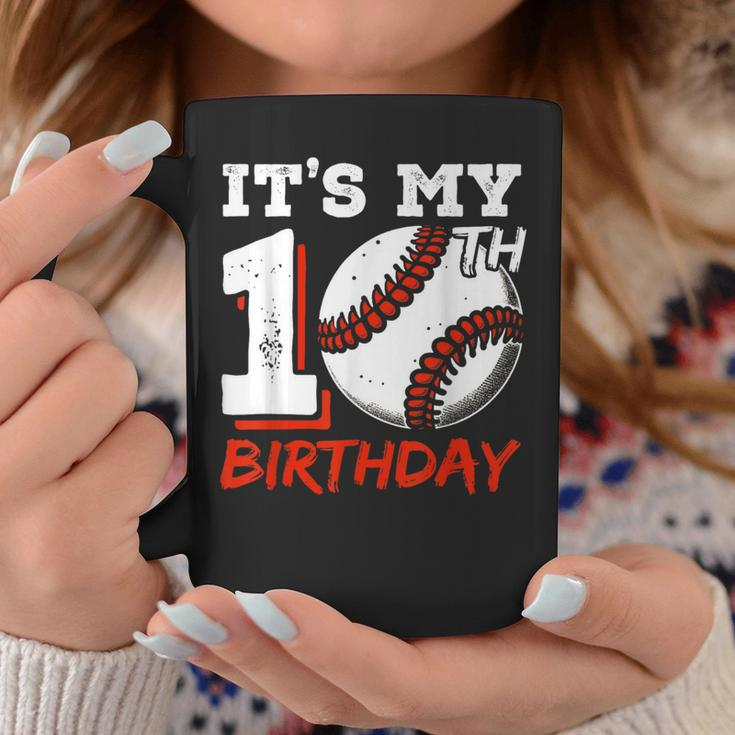 It's My 10Th Birthday Baseball Player 10 Years Old Boys Bday Coffee Mug Funny Gifts