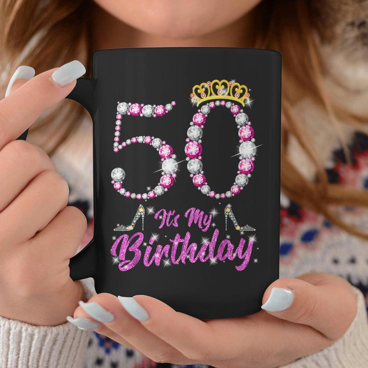 It's My 50Th Birthday Queen Tiara Shoes 50 Yrs Old Bday Coffee Mug Unique Gifts