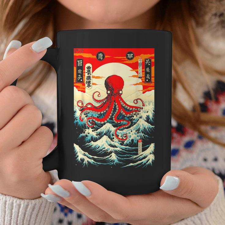 Japanese Octopus Waves Sun Japan Anime Travel Souvenir Coffee Mug Unique Gifts