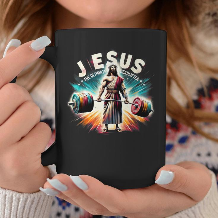 Jesus The Ultimate Deadlifter Retro Jesus Christian Workout Coffee Mug Unique Gifts