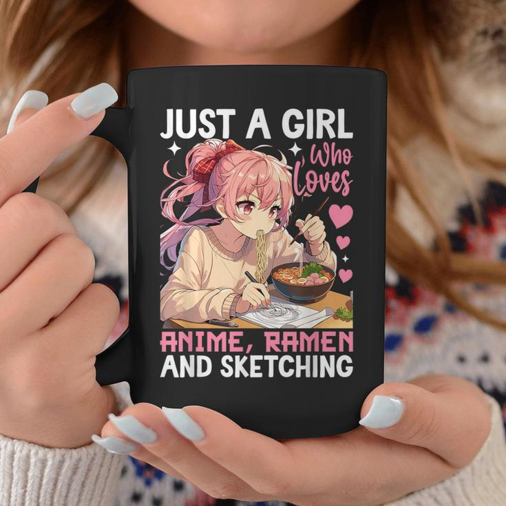 Just A Girl Who Loves Anime Ramen And Sketching Anime Merch Coffee Mug Unique Gifts