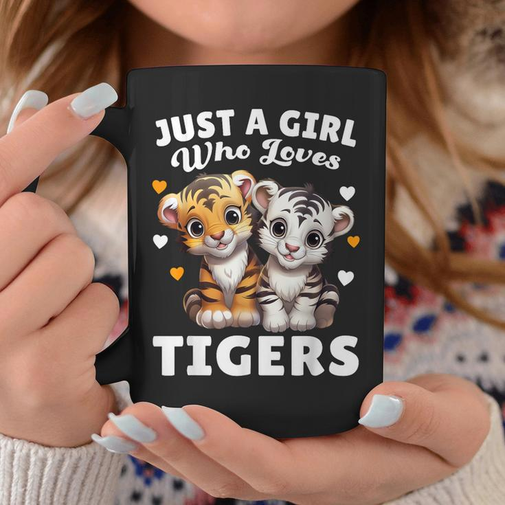 Just A Girl Who Loves Tigers Cute Baby Tigers & Hearts Coffee Mug Personalized Gifts