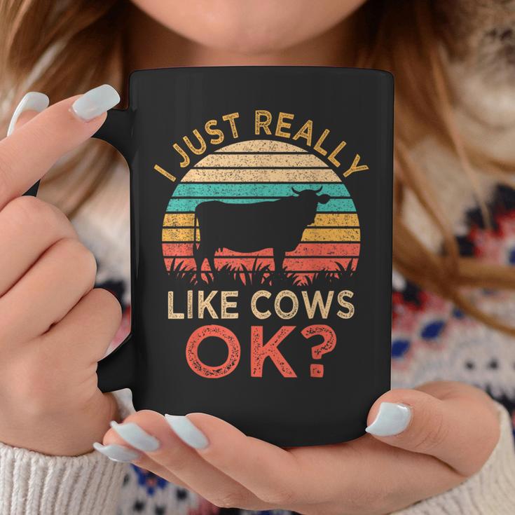 I Just Really Like Cows Ok Vintage Cow Farmer Coffee Mug Unique Gifts