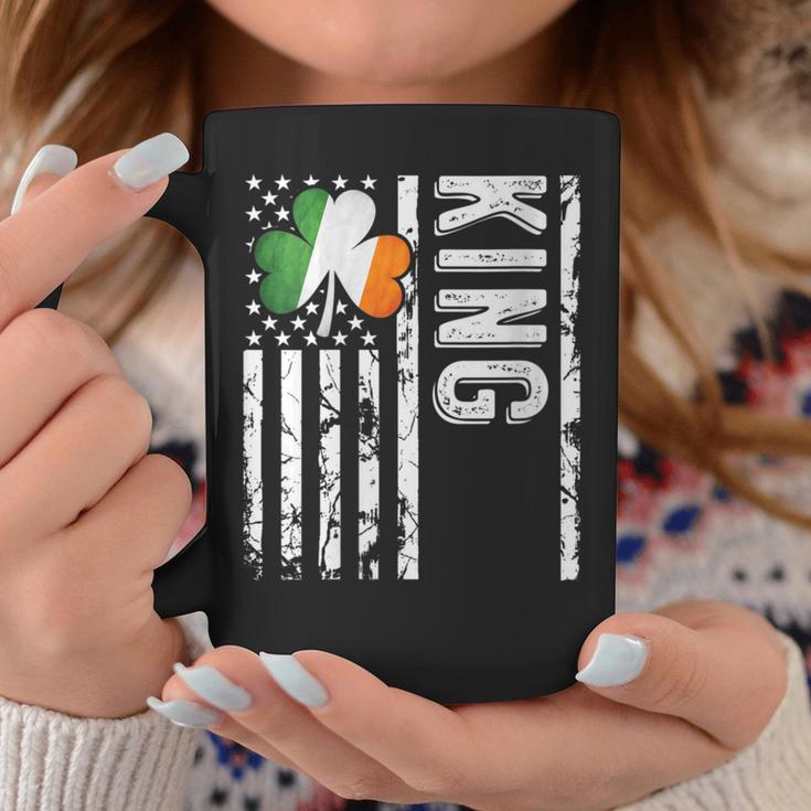 King Last Name Irish Pride Flag Usa St Patrick's Day Coffee Mug Unique Gifts