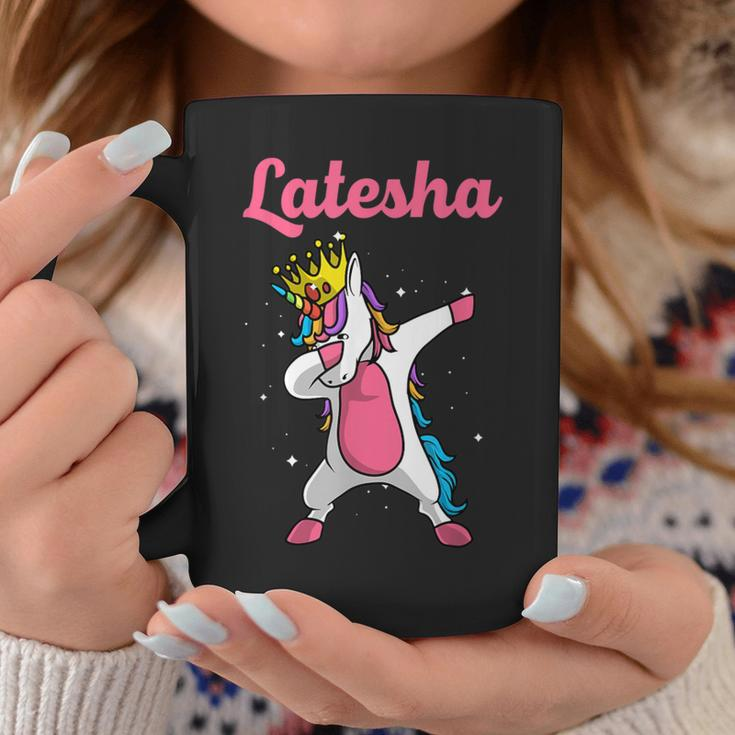 Latesha Name Personalized Birthday Dabbing Unicorn Queen Coffee Mug Unique Gifts