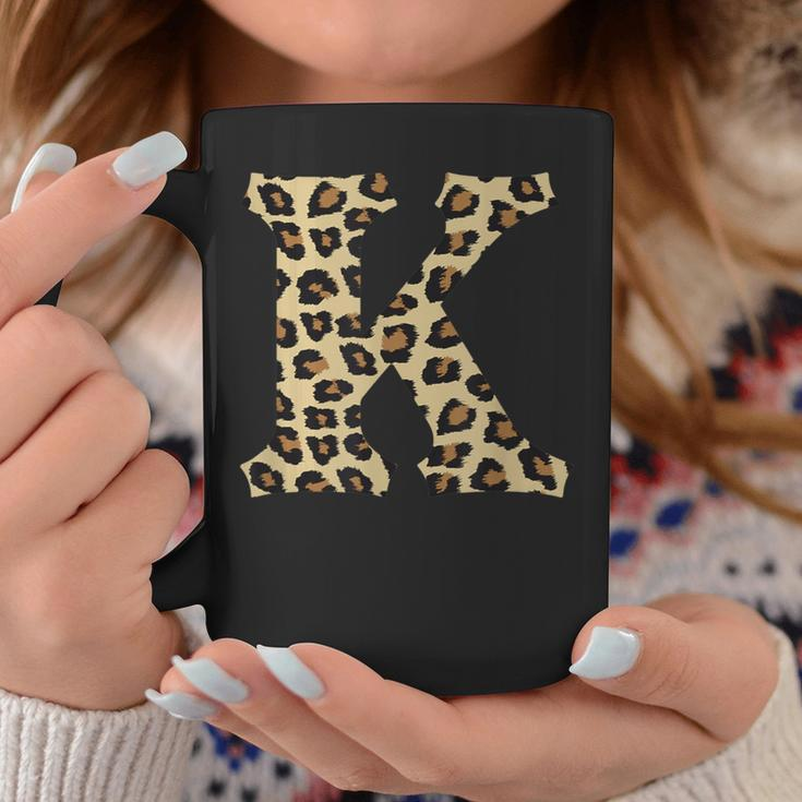 Leopard Cheetah Print Letter K Initial Rustic Monogram Coffee Mug Unique Gifts