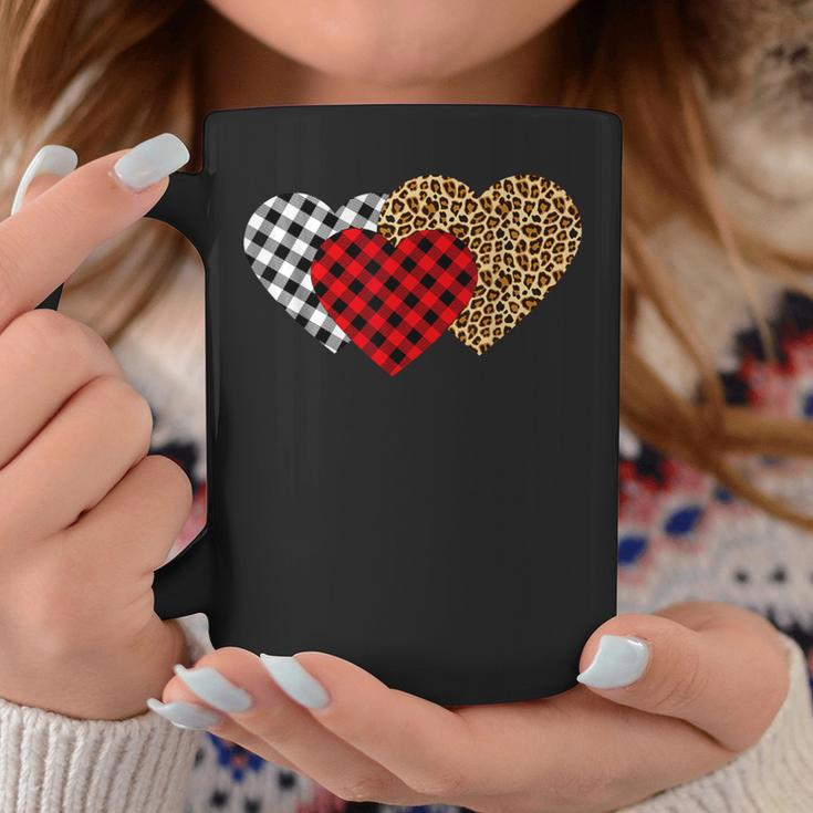 Leopard Heart Buffalo Plaid Heart Valentine Day Coffee Mug Unique Gifts