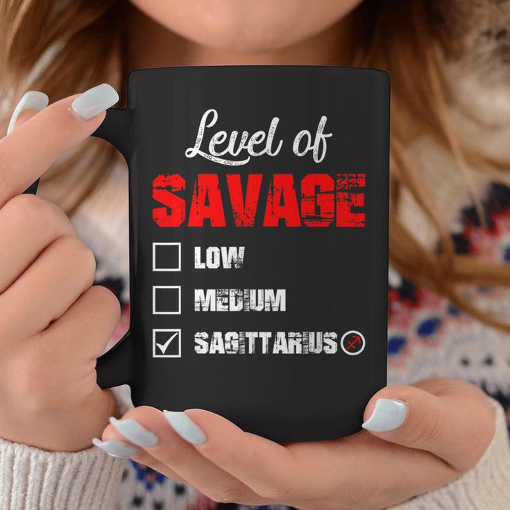 Level Of Savage Sagittarius Horoscope Happy Birthday Zodiac Coffee Mug Unique Gifts