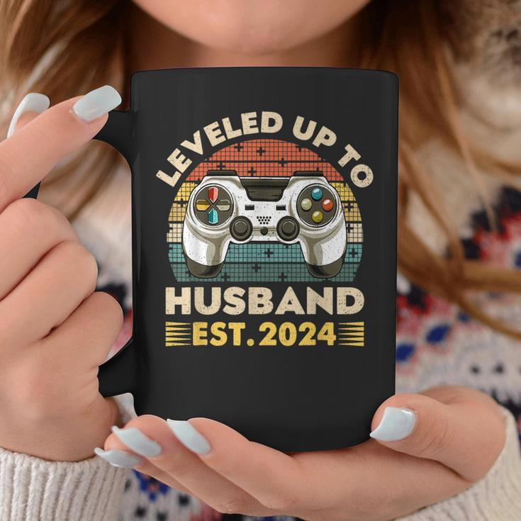 I Leveled Up To Husband Est 2024 Promoted To Hubby Groom Coffee Mug Funny Gifts