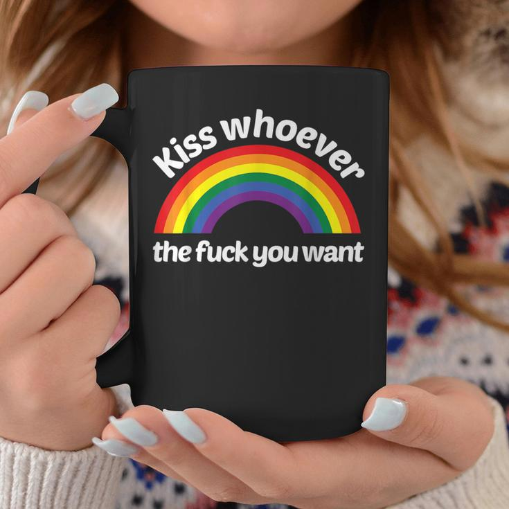 Lgbt Gay Pride Rainbow Kiss Whoever The Fuck You Want Coffee Mug Unique Gifts