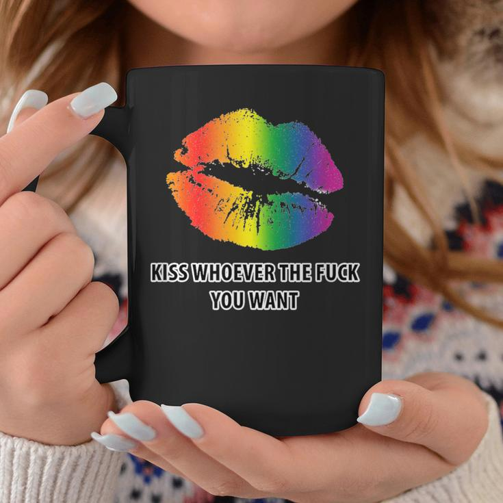Lgbt Rainbow Kiss Whoever The Fuck You Want Coffee Mug Unique Gifts