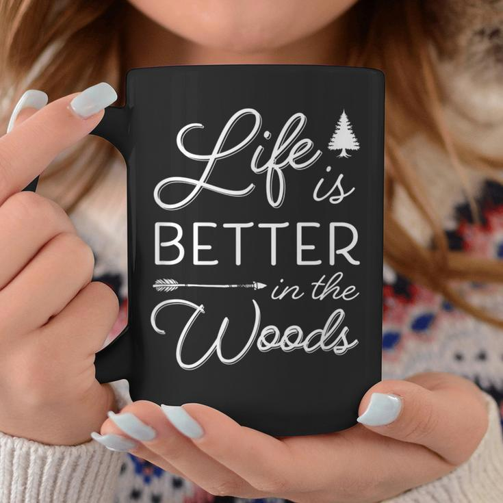 Life Is Better In The Woods Cool Rustic Vacation Quote Coffee Mug Unique Gifts