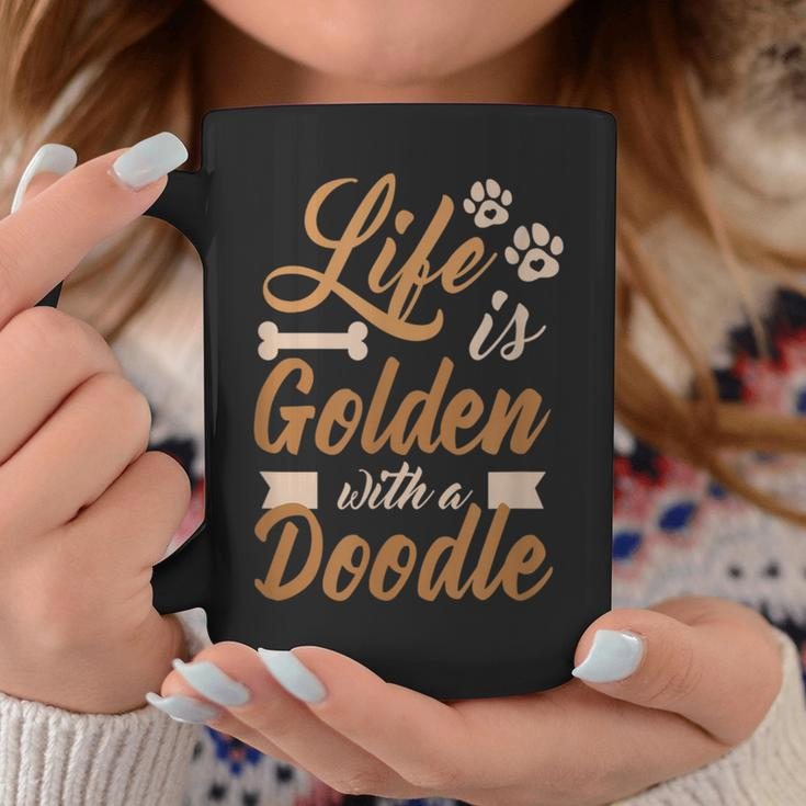 Life Is Golden With Doodle Mom Dog Goldendoodle Coffee Mug Unique Gifts