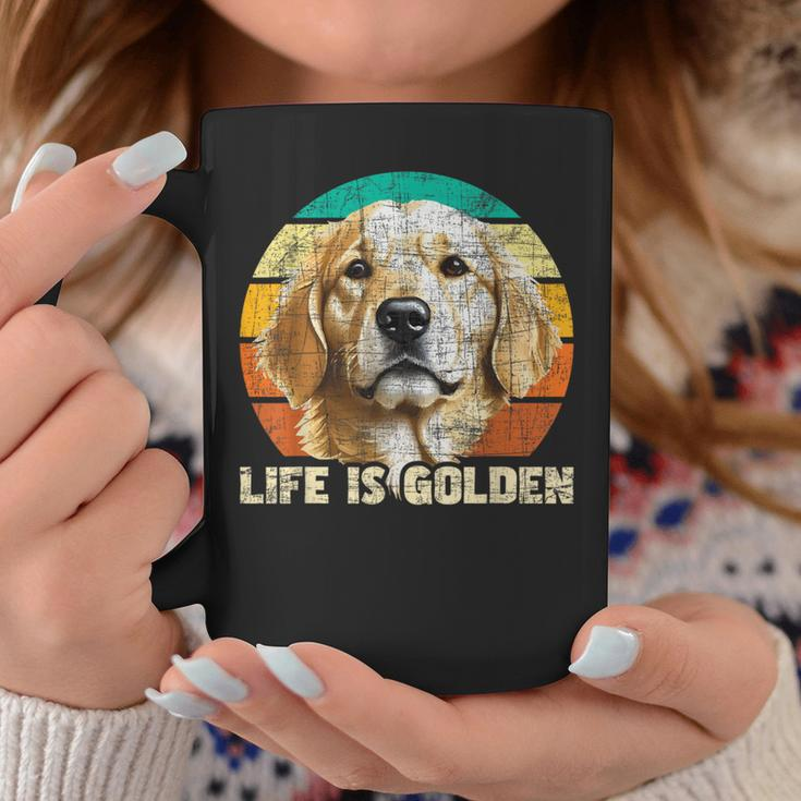 Life Is Golden Retro Vintage Dog Owner Canine Lover Coffee Mug Unique Gifts