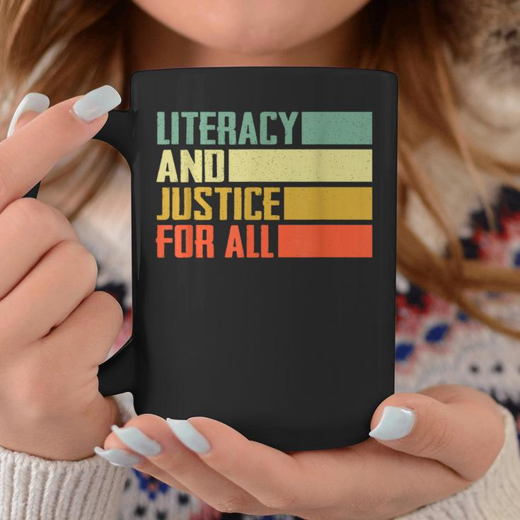 Literacy And Justice For All Retro Social Justice Coffee Mug Unique Gifts