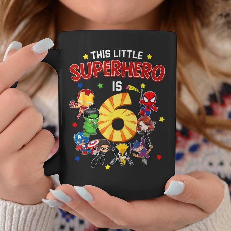 This Little Superhero Is 6 Birthday Superhero 6 Year Old Boy Coffee Mug Funny Gifts