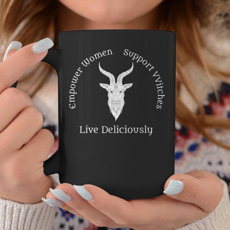 Live Deliciously Occult Pagan Witch White Text Coffee Mug Unique Gifts