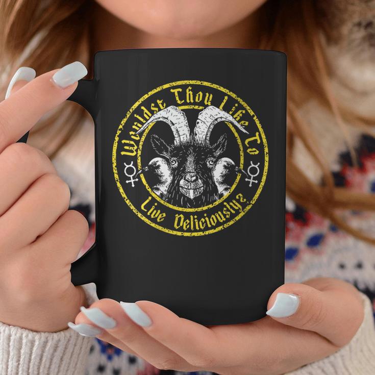 Live Deliciously Vintage Cartoon Goat Black Phillip Coffee Mug Unique Gifts