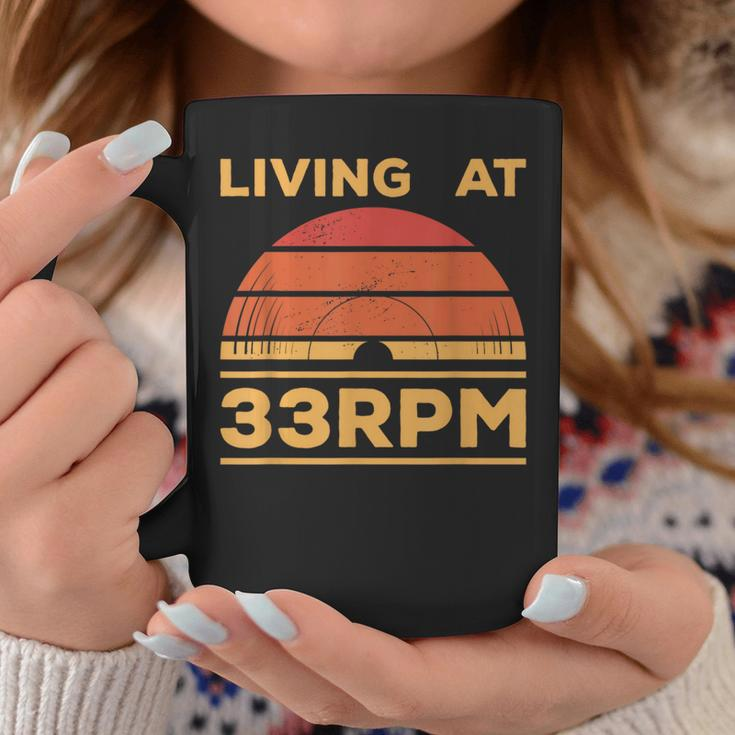 Living At 33Rpm Vinyl Collector Vintage Record Player Music Coffee Mug Unique Gifts