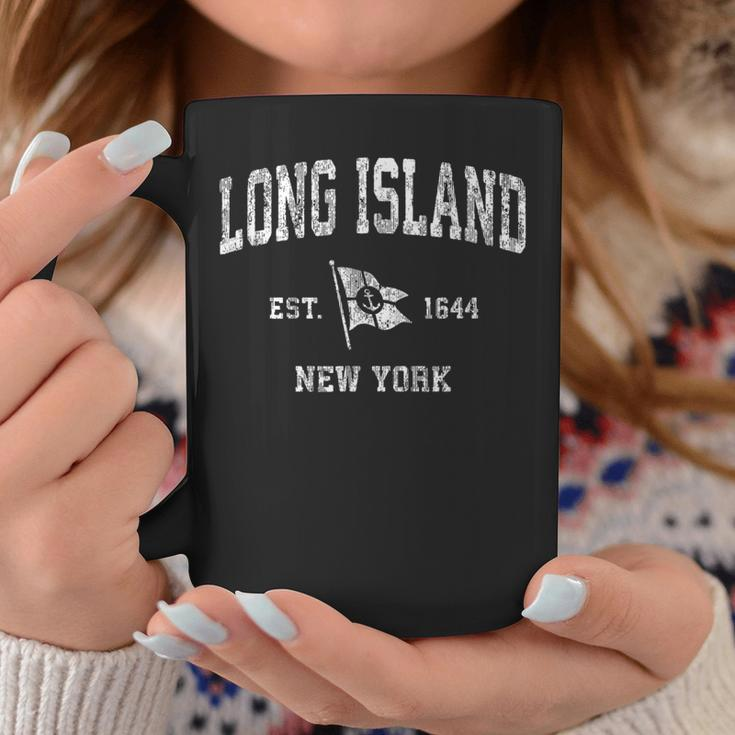Long Island Nyc New York Ny Vintage Boat Anchor Flag Coffee Mug Unique Gifts