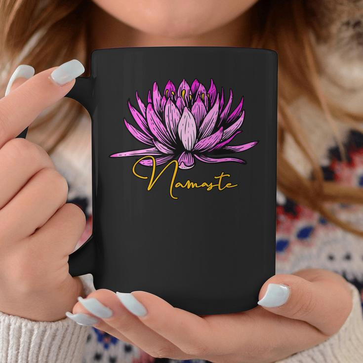 Lotusblüte Namaste Schwarzes Tassen, Entspannendes Yoga-Motiv Tee Lustige Geschenke