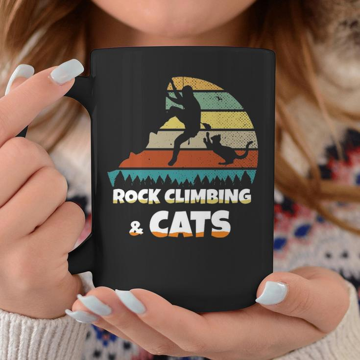 I Love Rock Climbing & Cats Mountain Climber Cat Lover Coffee Mug Unique Gifts