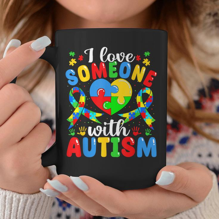 I Love Someone With Autism Awareness Heart Puzzle Pieces Coffee Mug Unique Gifts