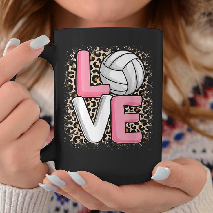Love Volleyball Leopard Print Girls Volleyball Lover Coffee Mug Funny Gifts