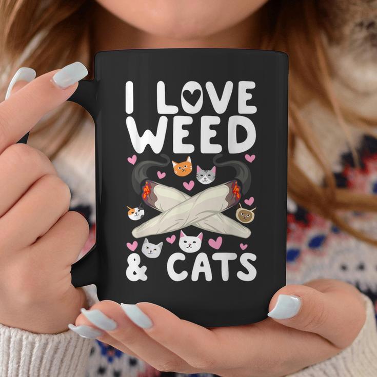 I Love Weed & Cats Cannabis Marijuana Pot Smoker Reefer Coffee Mug Unique Gifts