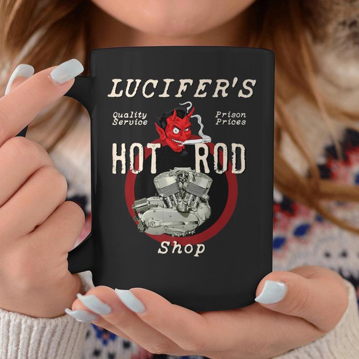 Lucifer's Hot Rod Shop Rockabilly Retro Sporty Ironhead Hot Coffee Mug Unique Gifts