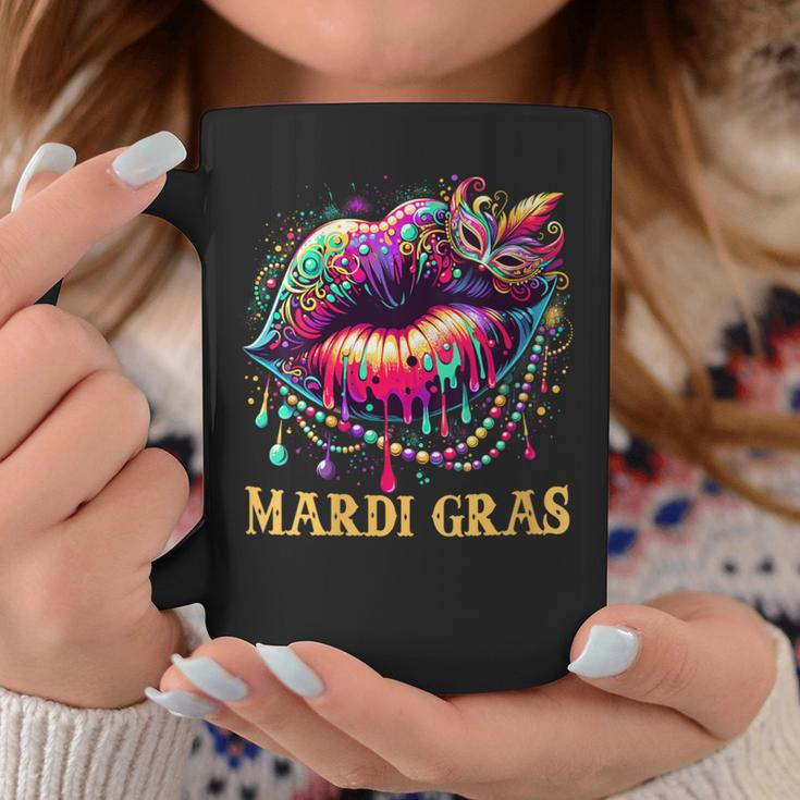 Mardi Gras Lips Queen Beads Mask Carnival Colorful Coffee Mug Unique Gifts