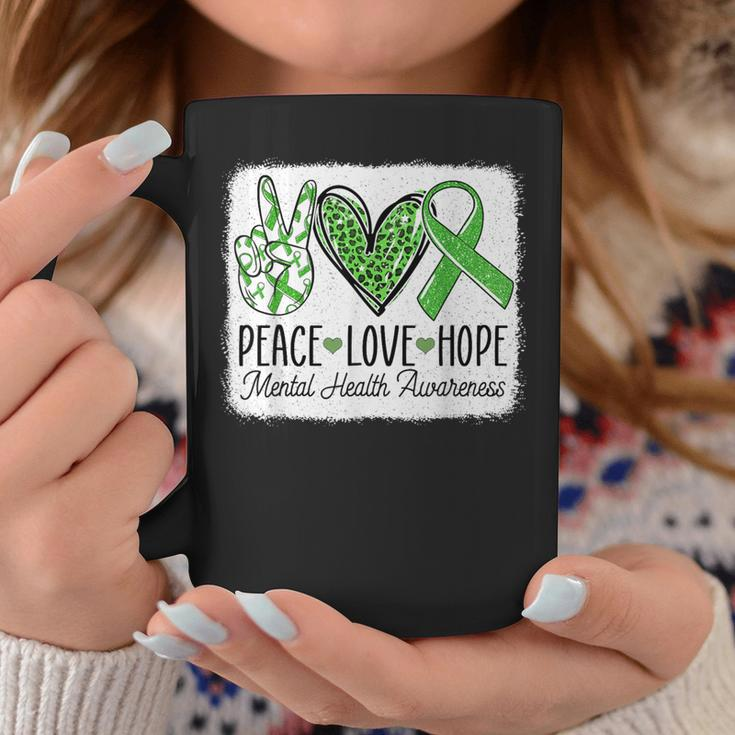 Mental Health Awareness Peace Love Hope Support Green Ribbon Coffee Mug Funny Gifts